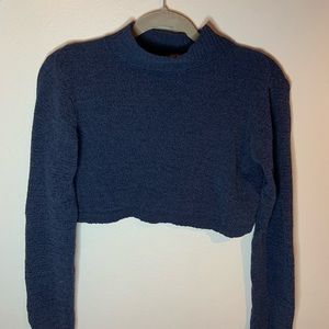 Navy sweater crop top.